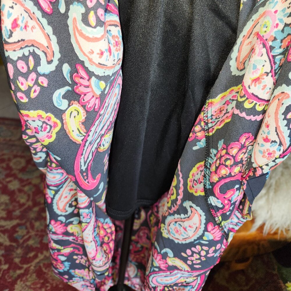 Emily Wonder Black Paisley Ruffle Dress Maxi  Boho size L - Picture 10 of 14